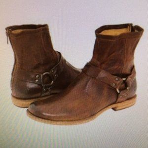 FRYE MENS PHILLIP HARNESS BOOTS COGNAC SZ 9
